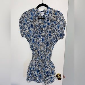 MISA Rouched floral mini dress
